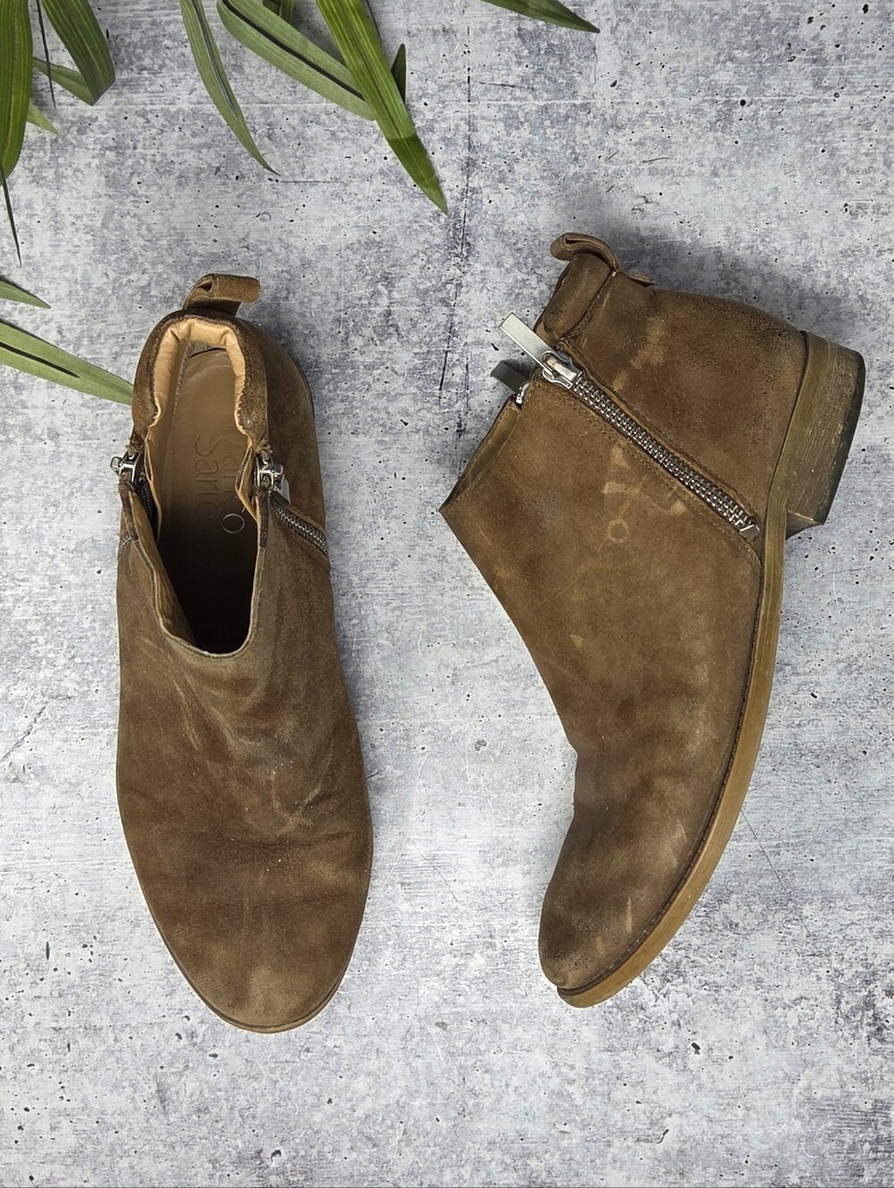 Franco Sarto Keegan Brown Suede Ankle Booties Size 7.5
